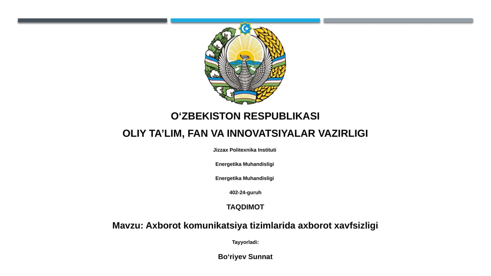 Axborot komunikatsiya tizimlarida axborot xavfsizligi 1