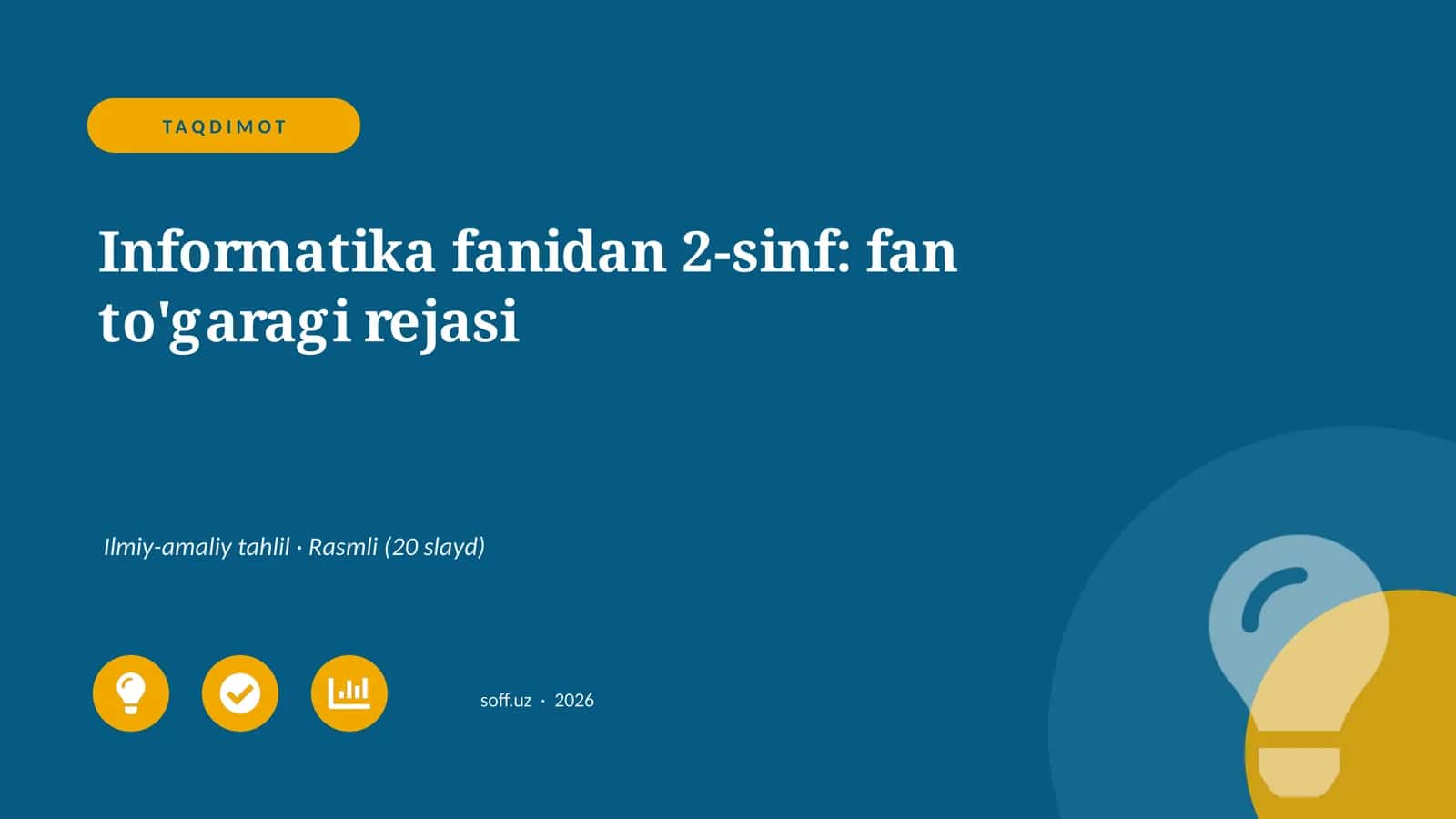 Informatika fanidan 2-sinf: fan to'garagi rejasi 1