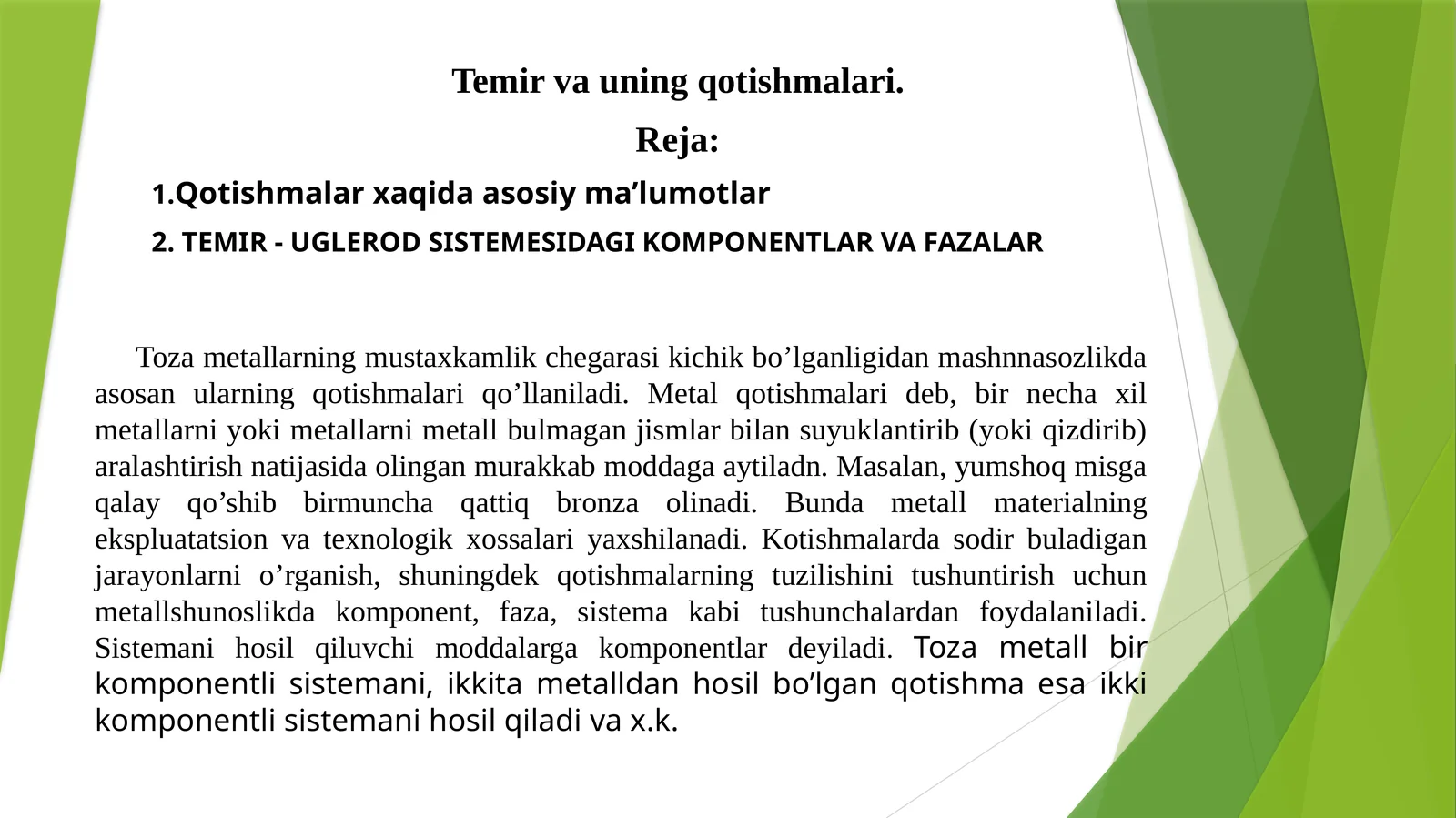 Temirvauning qotishmalari 1
