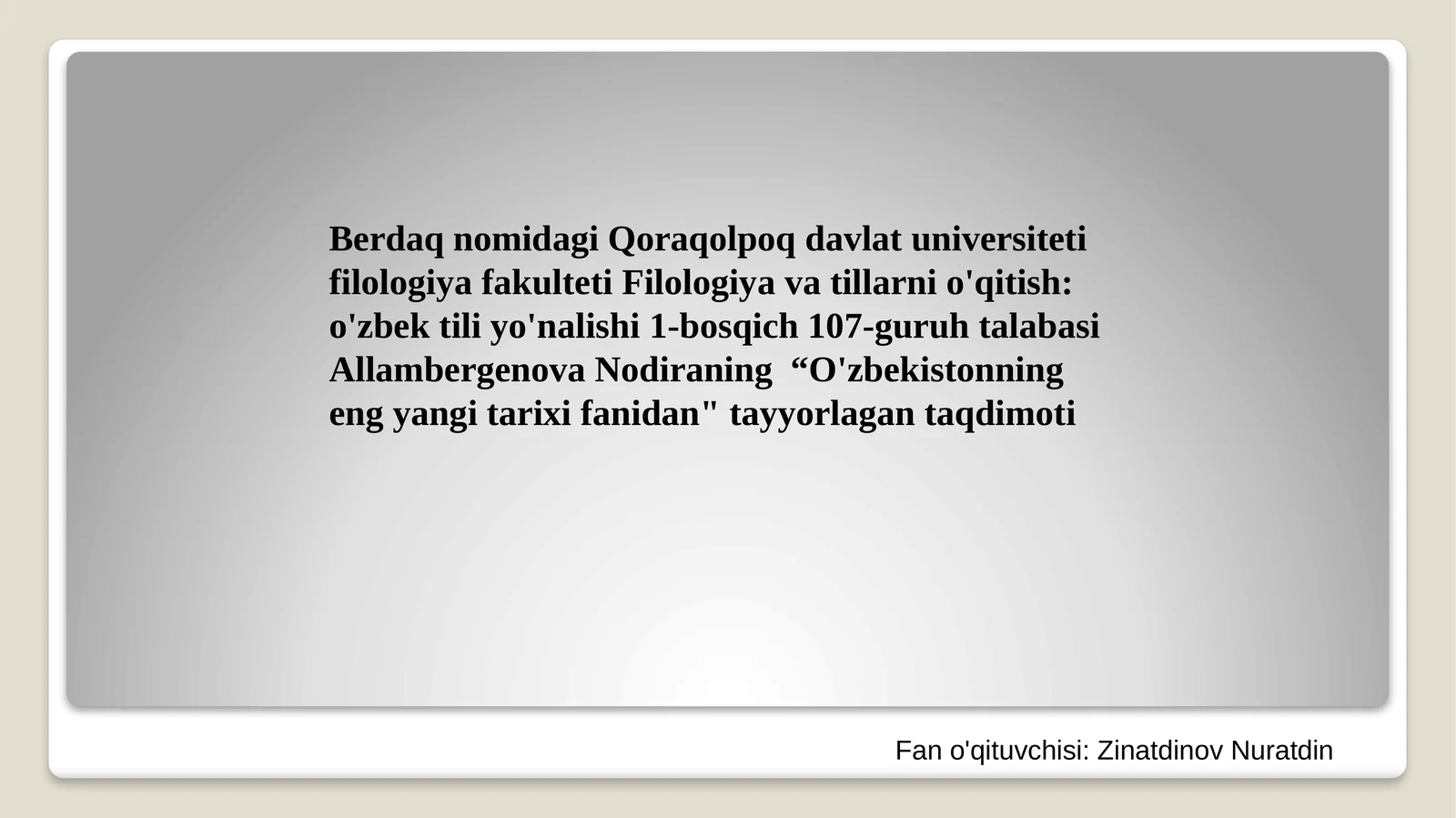 O'zbekistonning eng yangi tarix fanidan 1