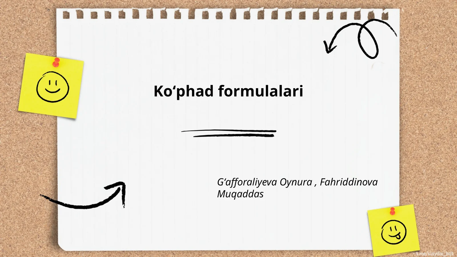 Koʻphad formulalari 1