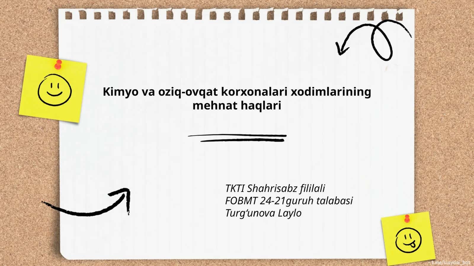 Kimyo va oziq-ovqat korxonalari xodimlarining mehnat haqlari 1