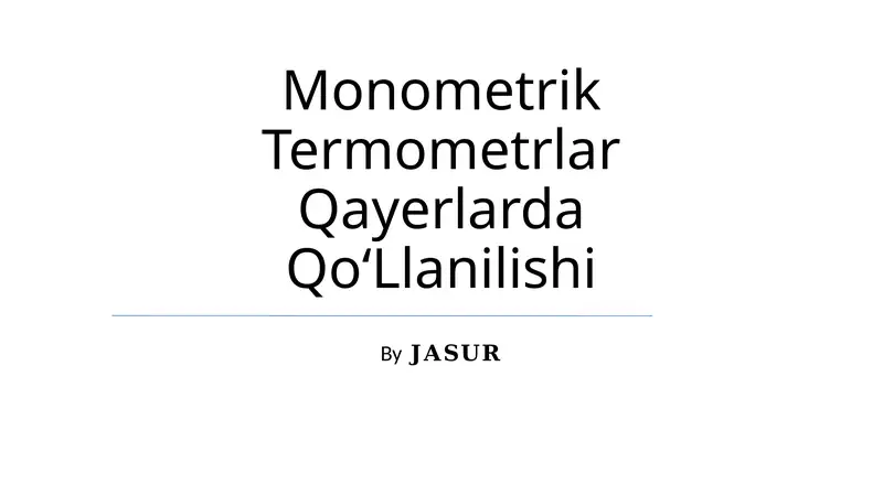 Monometrik Termometrlar 1