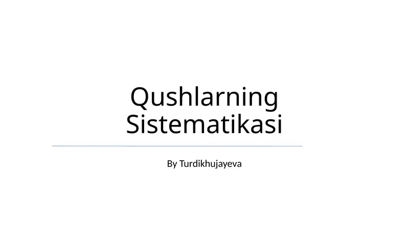 Qushlarning Sistematikasi 1