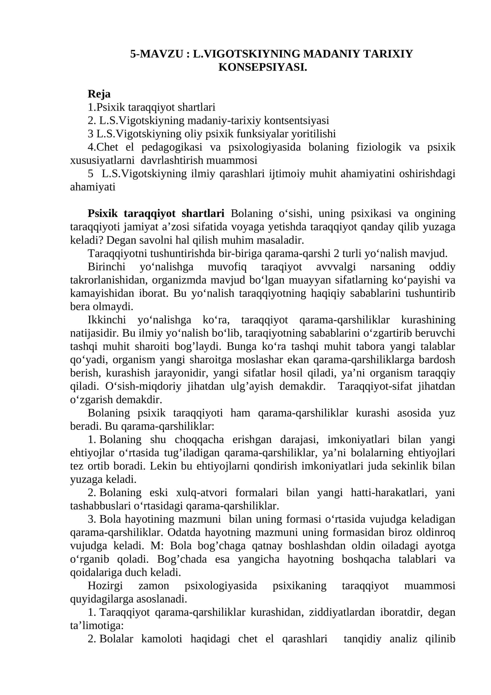L.VIGOTSKIYNING MADANIY TARIXIY KONSEPSIYASI 1
