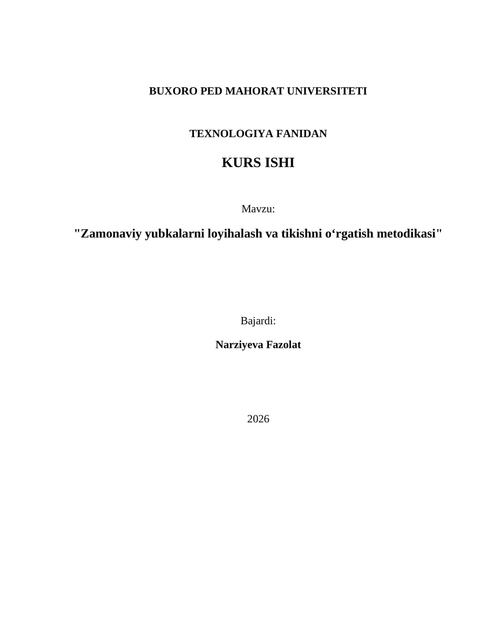 Zamonaviy yubkalarni loyihalash va tikishni oʻrgatish metodikasi 1