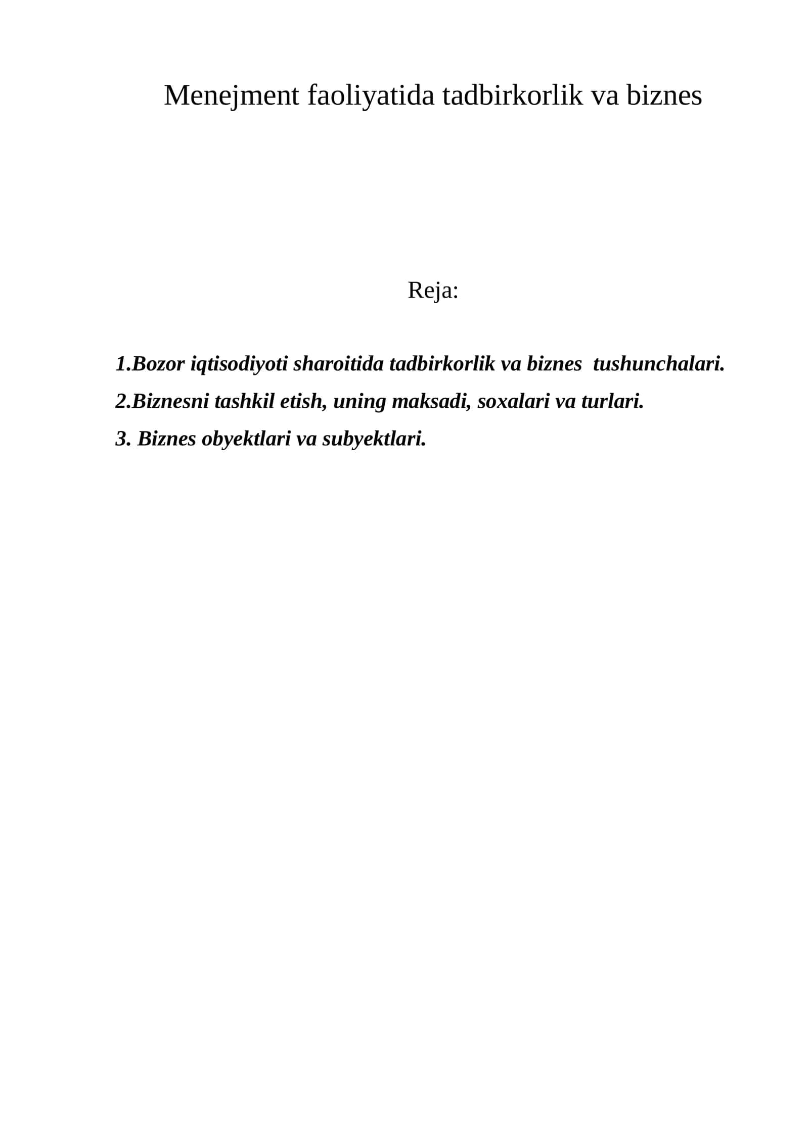 Menejment faoliyatida tadbirkorlik va biznes 1