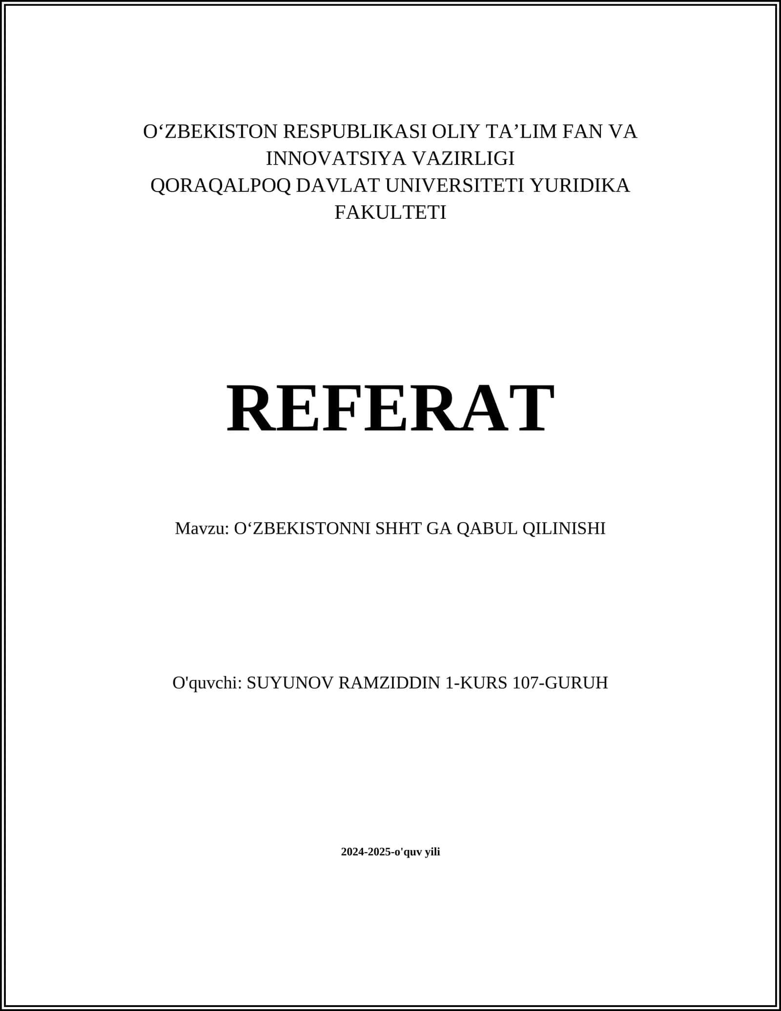OʻZBEKISTONNI SHHT GA QABUL QILINISHI 1