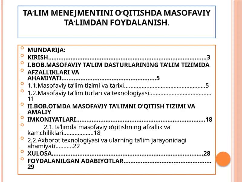 TA’LIMMENEJMENTINI O’QITISHDA MASOFAVIY TA’LIMDAN FOYDALANISH 1