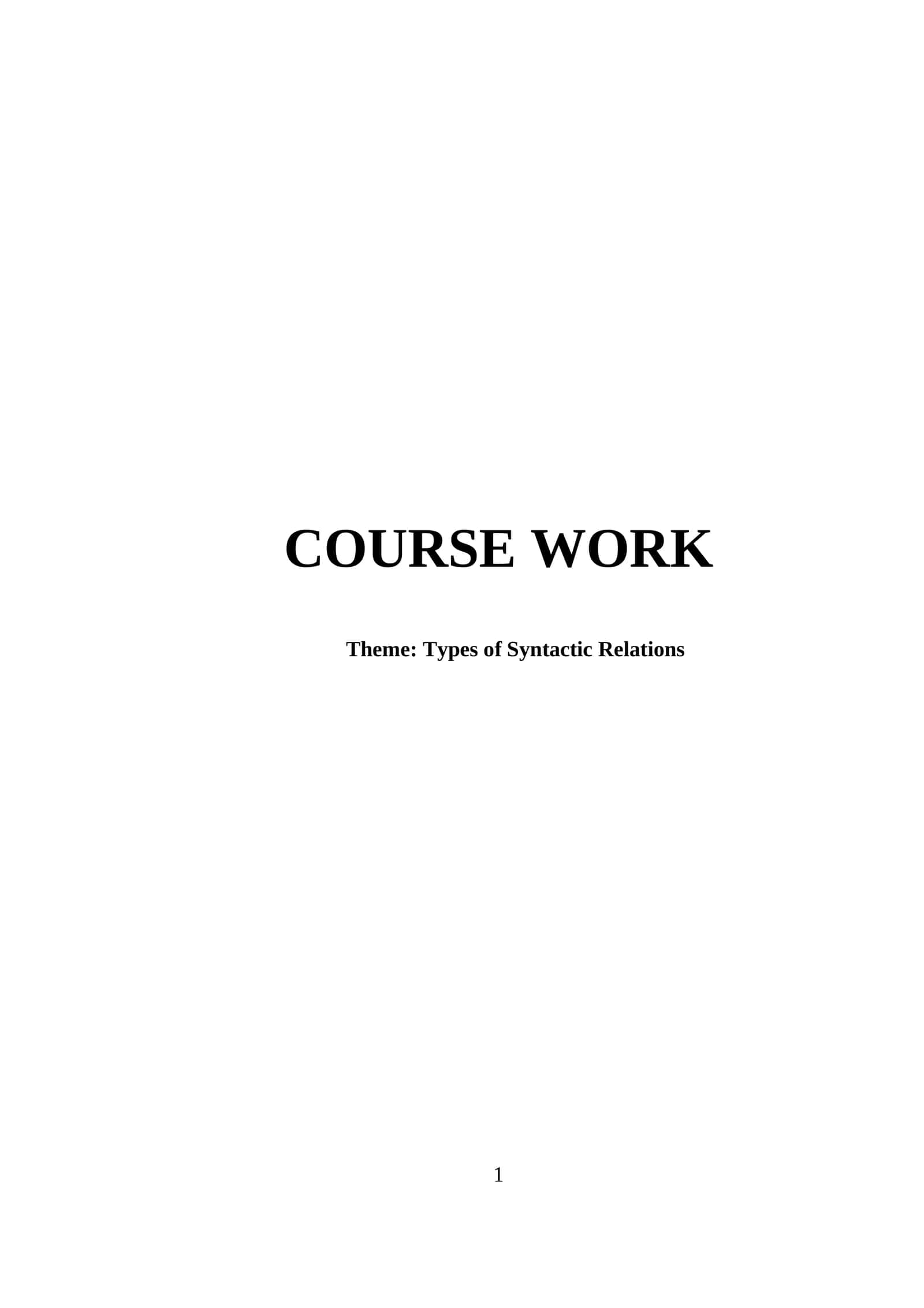 Types of Syntactic Relations 1
