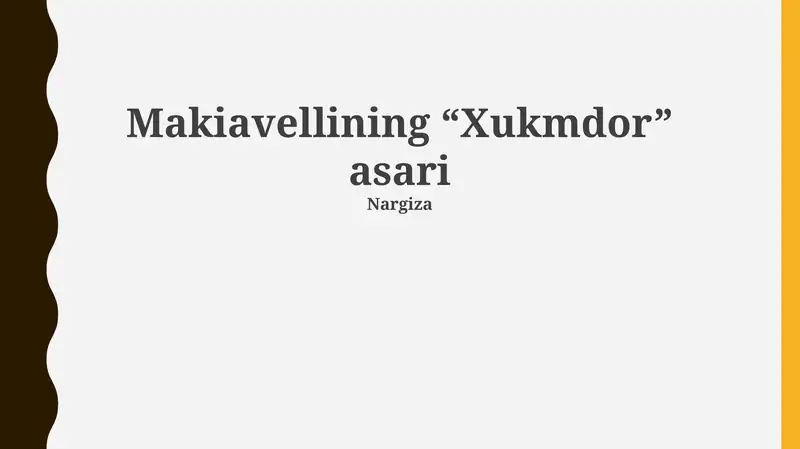 Makiavellining “Xukmdor” asari 1