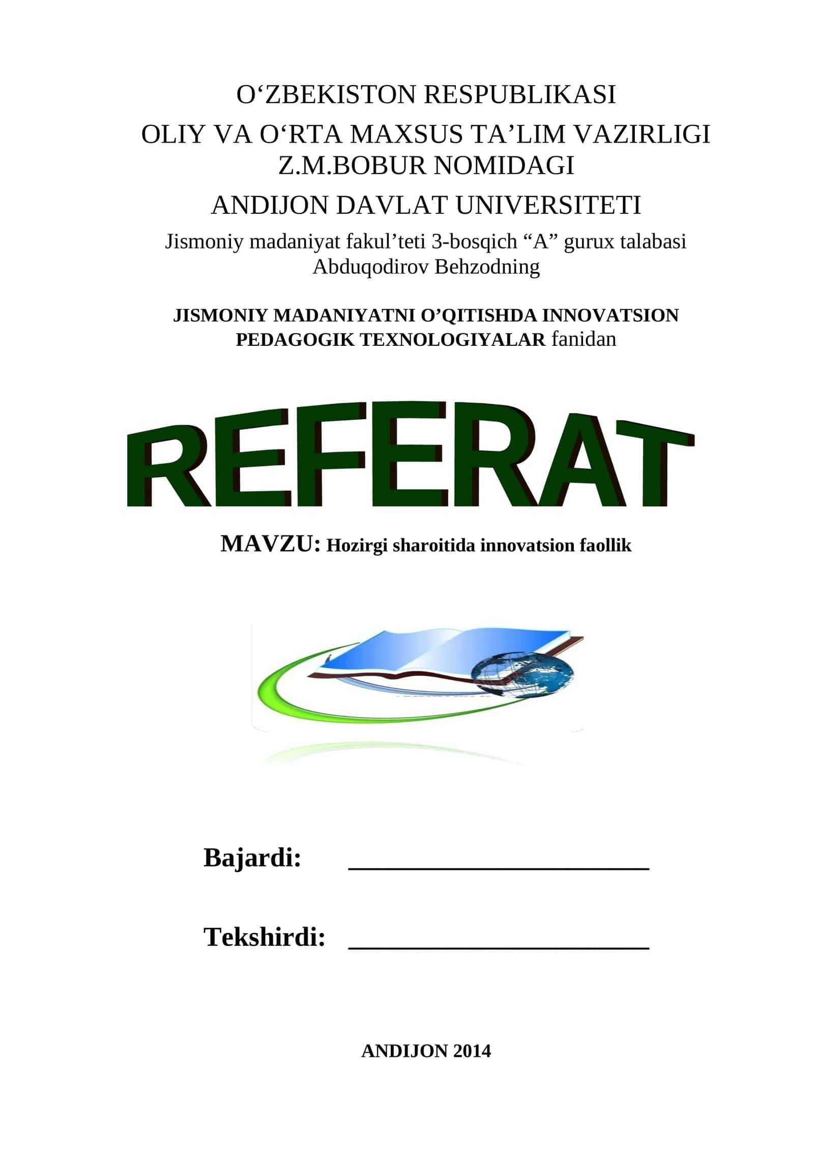 JISMONIY MADANIYATNI O’QITISHDA INNOVATSION PEDAGOGIK TEXNOLOGIYALAR 1