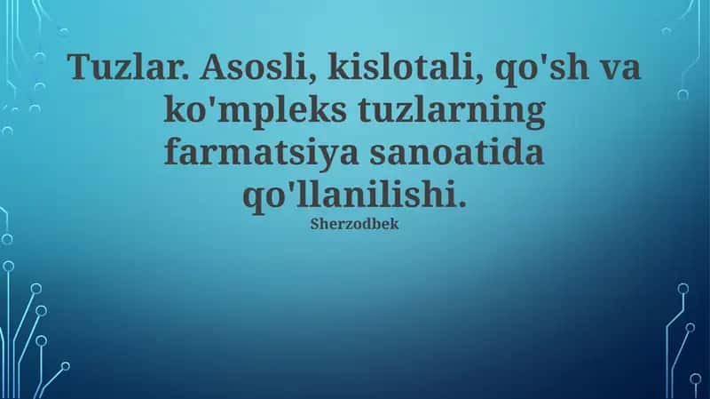 Kislotali Tuzlar va Ularning Farmasevtik Qo‘llanilishi 1
