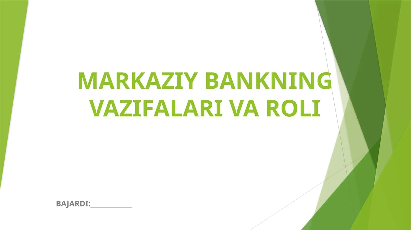 MARKAZIY BANKNING VAZIFALARI VA ROLI 1