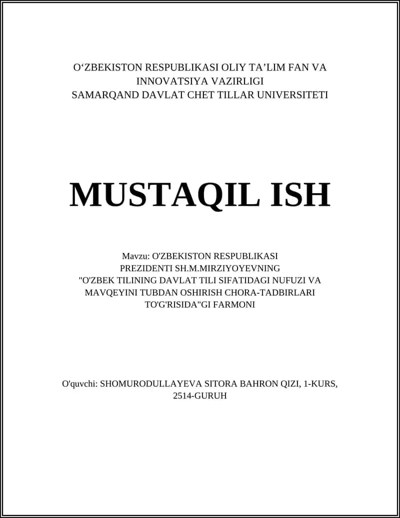 O'zbekiston Respublikasi Prezidenti Farmoni 1