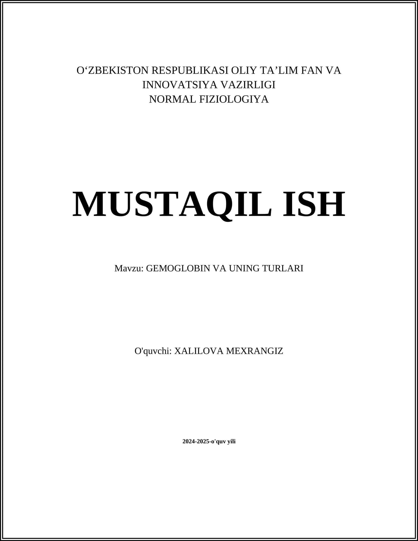 GEMOGLOBIN VA UNING TURLARI 1