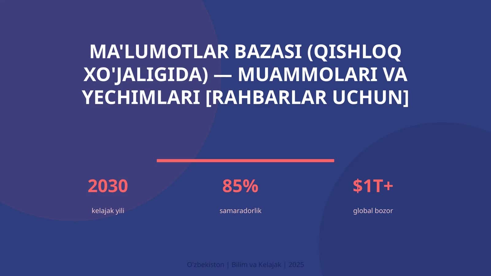 Ma'lumotlar bazasi (qishloq xo'jaligida) — muammolari va yechimlari [rahbarlar uchun] 1