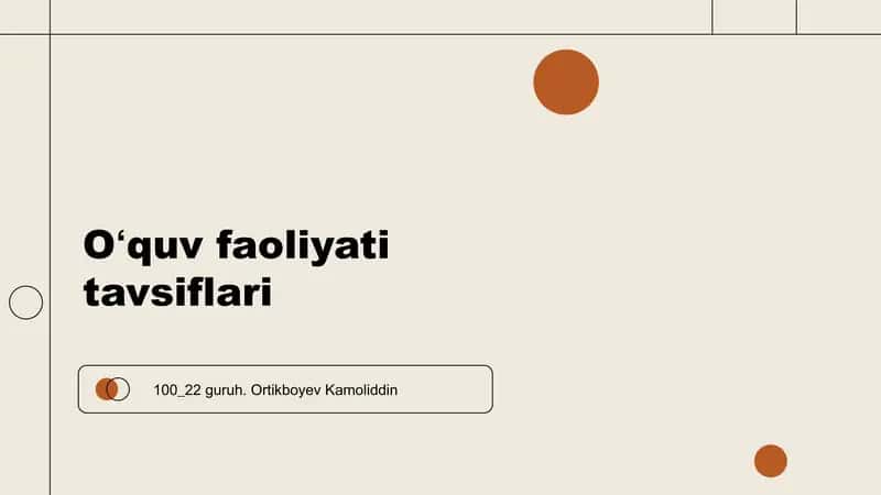 Ta'lim faoliyati tavsiflari 1