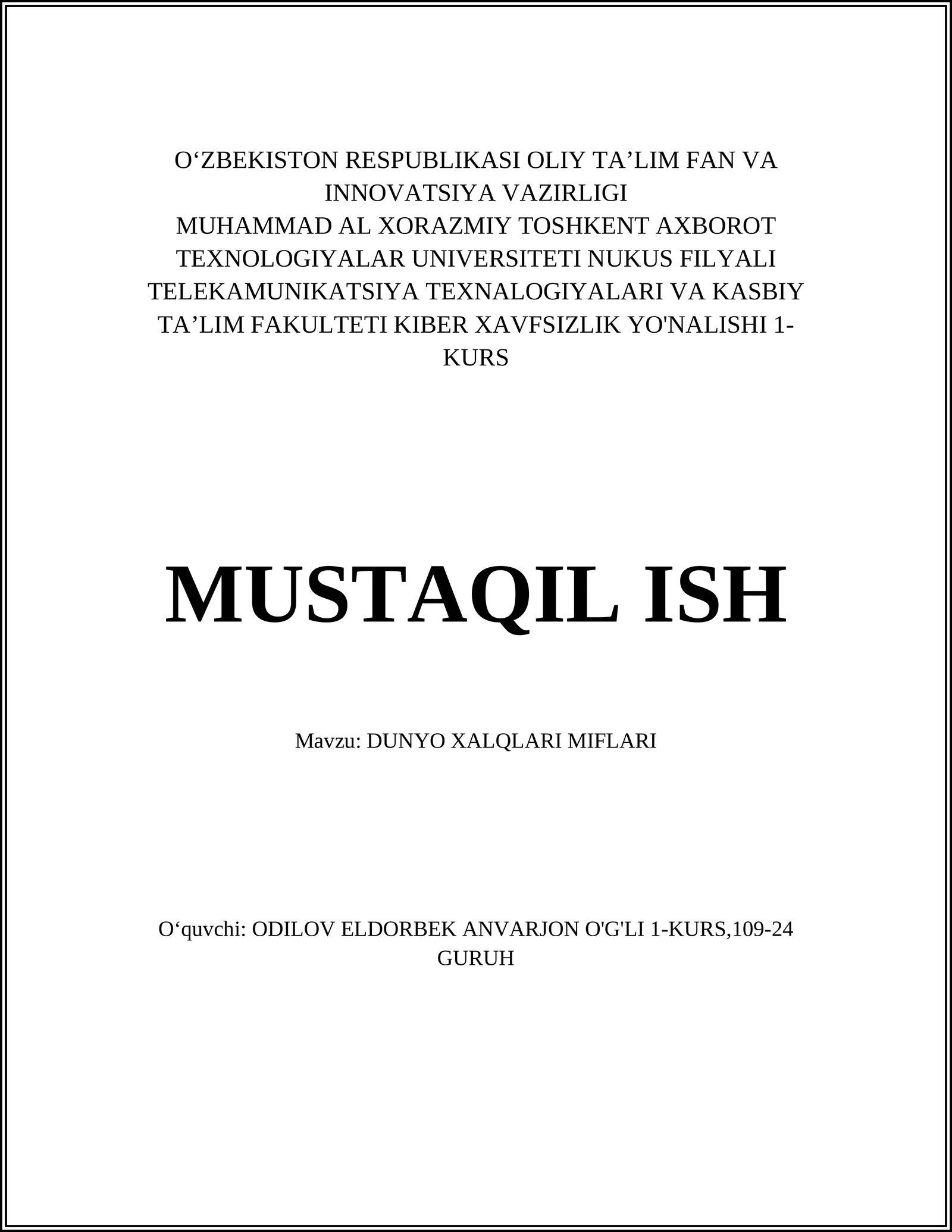 DUNYO XALQLARI MIFLARI 1