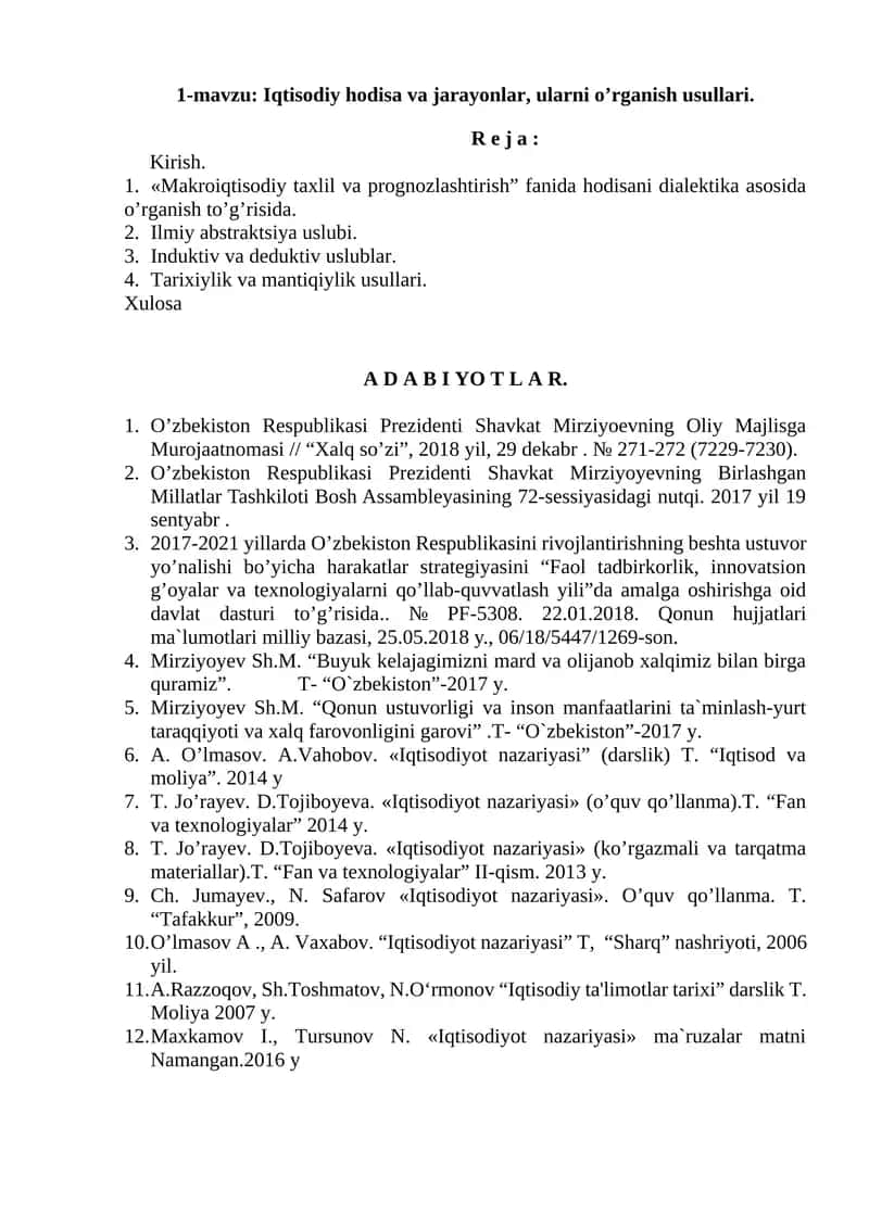 Iqtisodiy hоdisa va jarayonlar, ularni o’rganish usullari 1