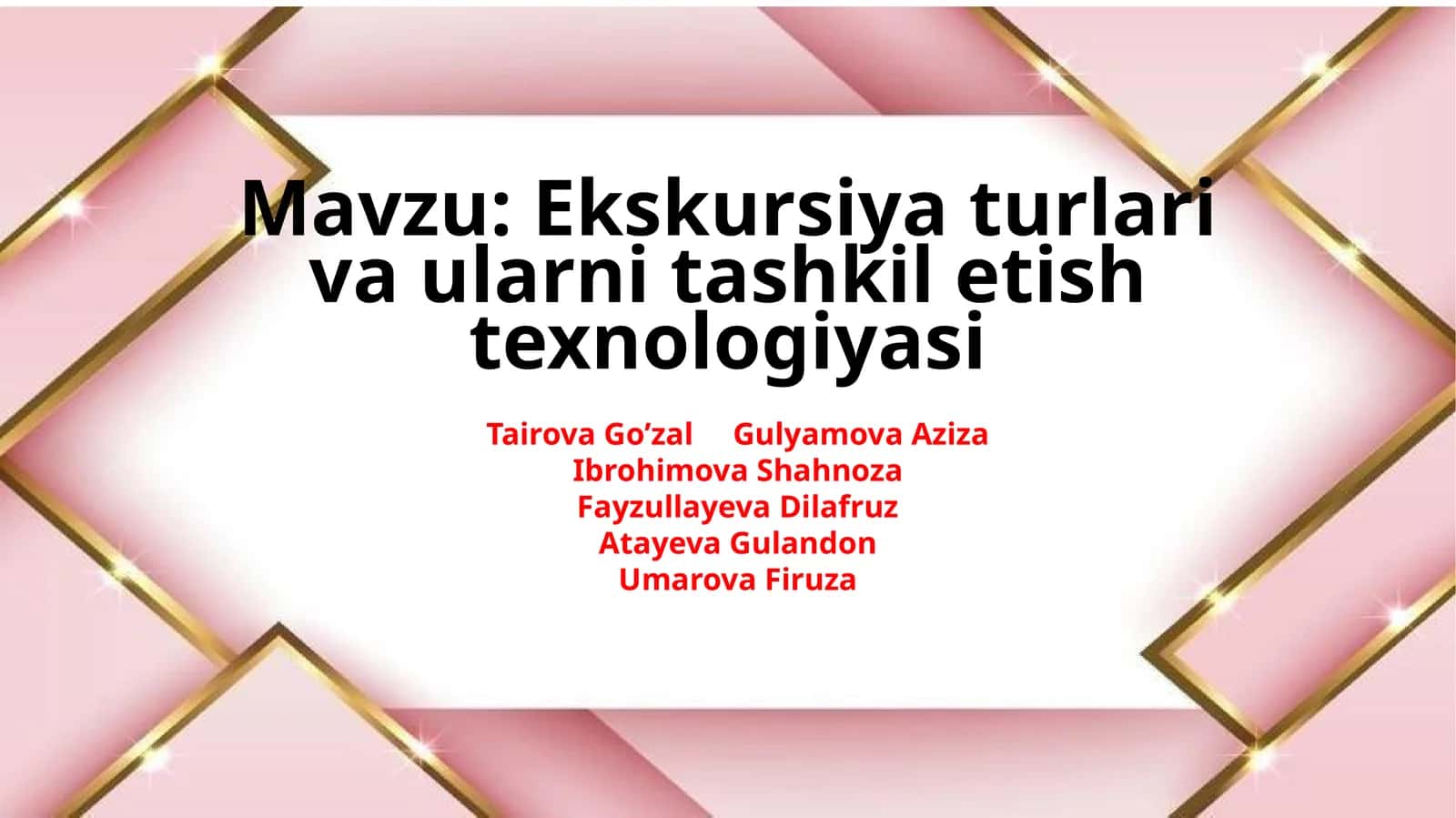 Ekskursiya turlari va ularni tashkil etish texnologiyasi 1