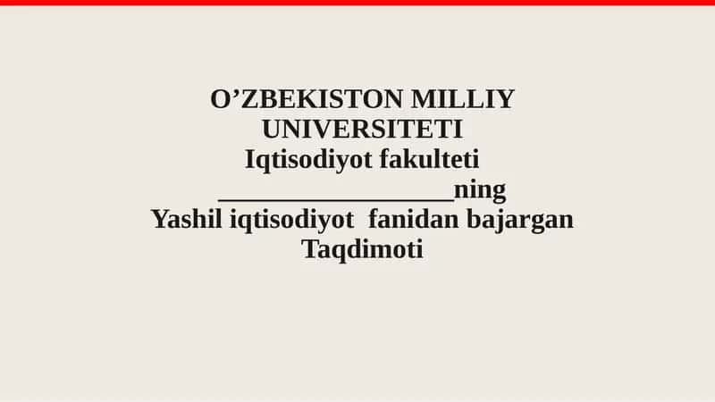 Barqaror rivojlanish va yashil iqtisodiyot o'zaro bog'liqligi 1