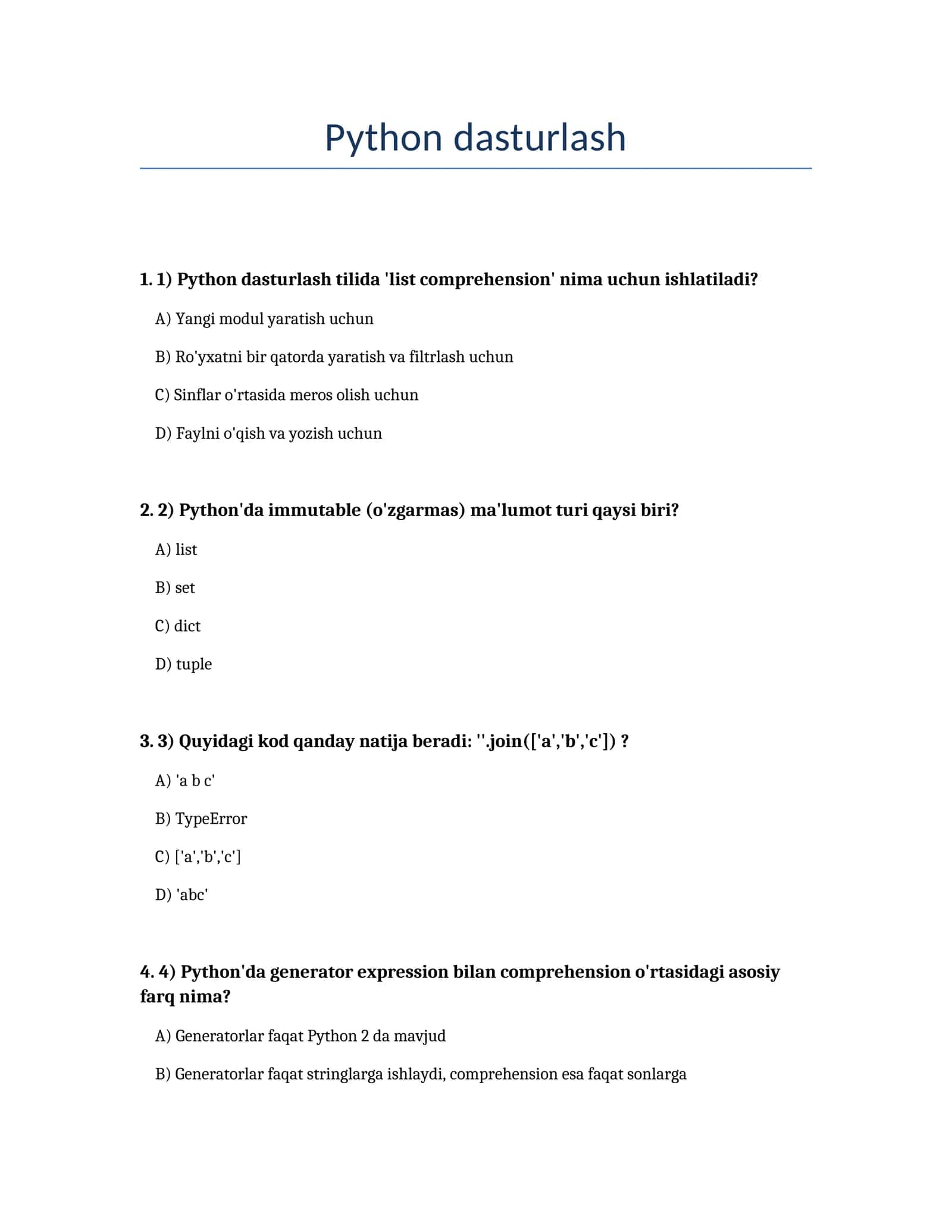 Python dasturlash 1