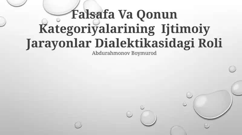 Falsafa Va Qonun Kategoriyalarining Ijtimoiy Jarayonlar Dialektikasidagi Roli 1