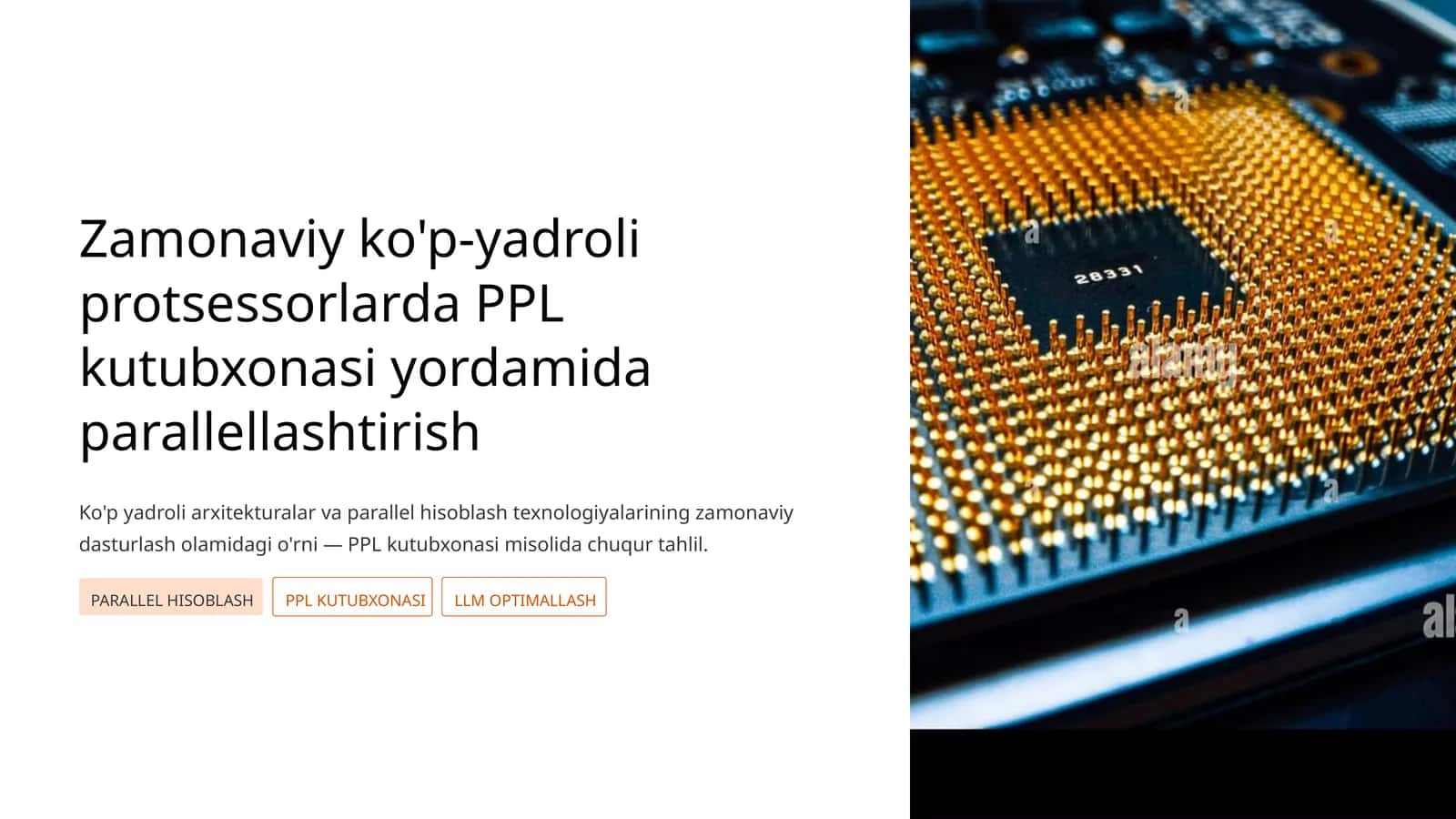 Zamonaviy ko'p-yadroli protsessorlarda PPL kutubxonasi yordamida parallellashtirish 1