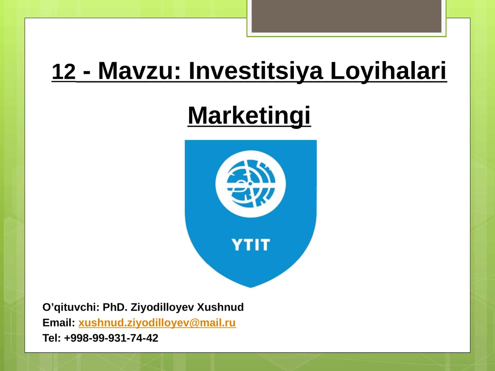 Investitsiya Loyihalari Marketingi 1