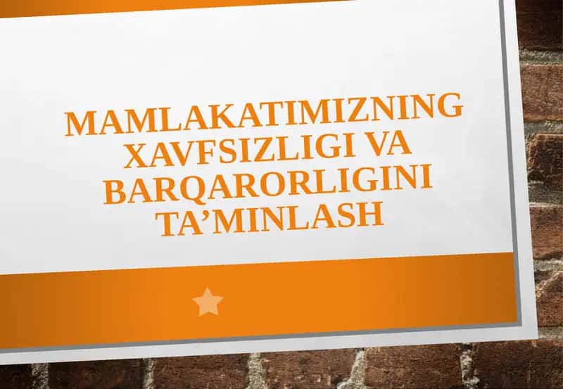 Mamlakatimizning xavfsizligi va barqarorligini ta’minlash 1