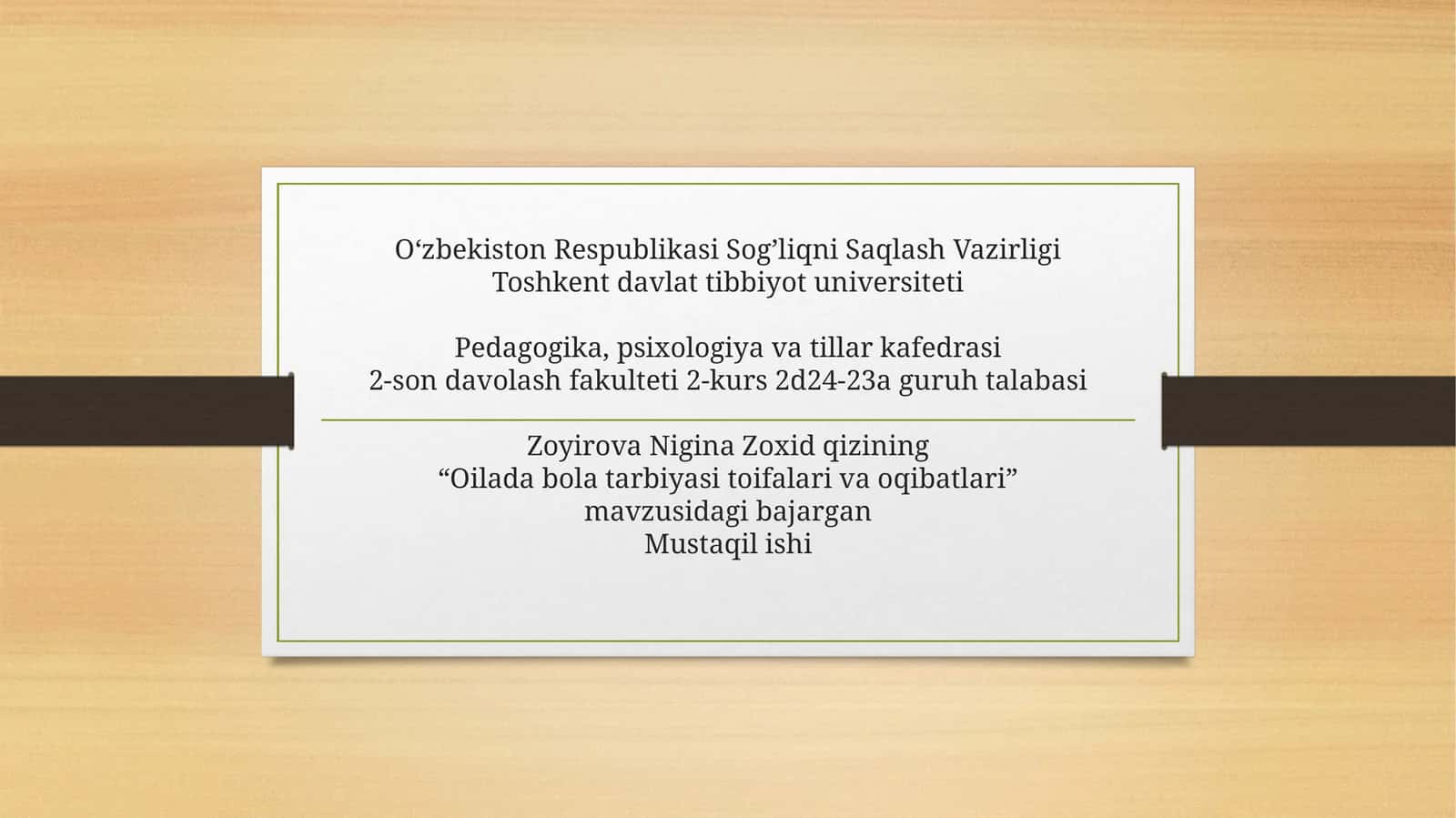 Oilada bola tarbiyasi toifalari va oqibatlari 1