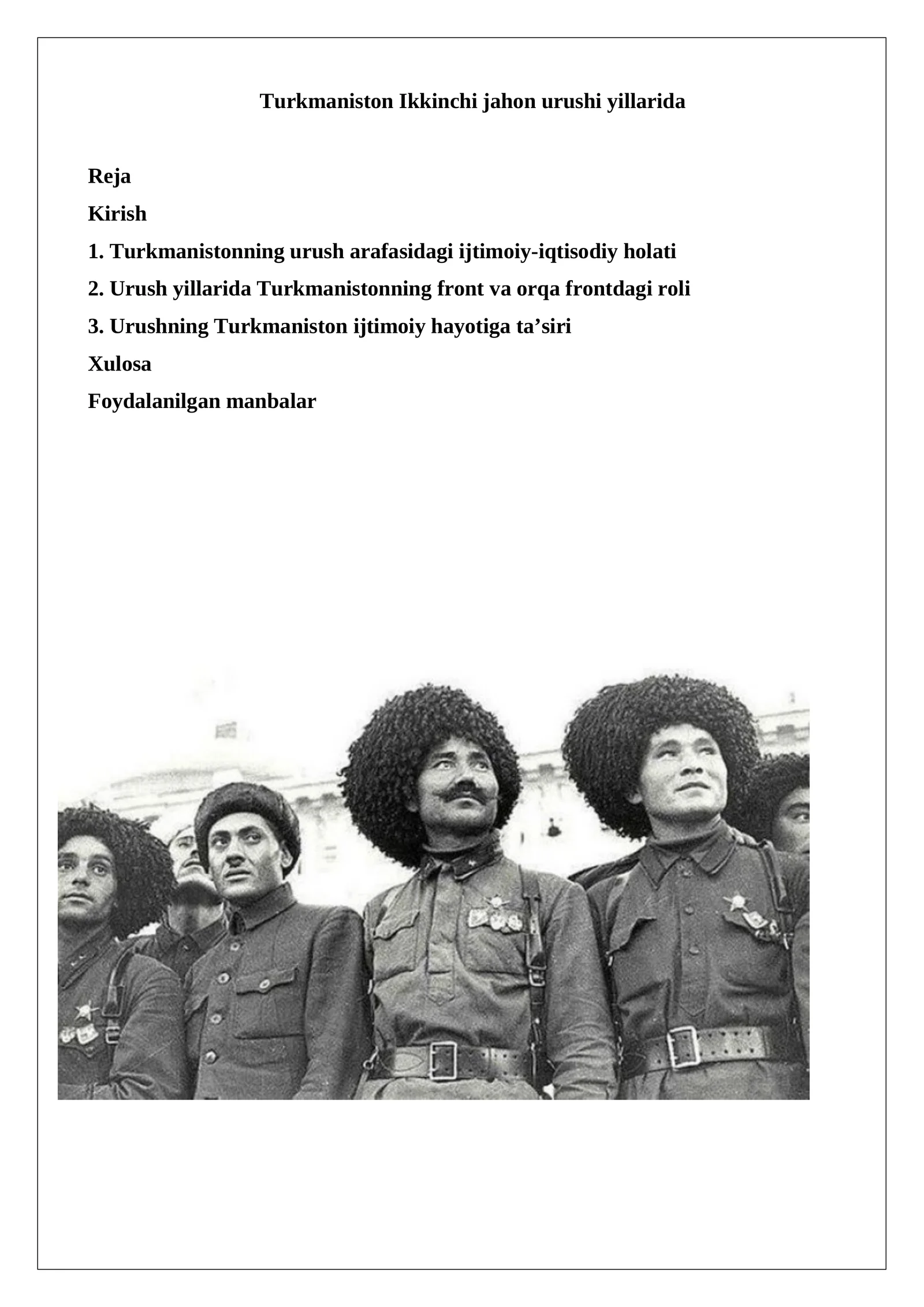 Turkmaniston Ikkinchi jahon urushi yillarida 1