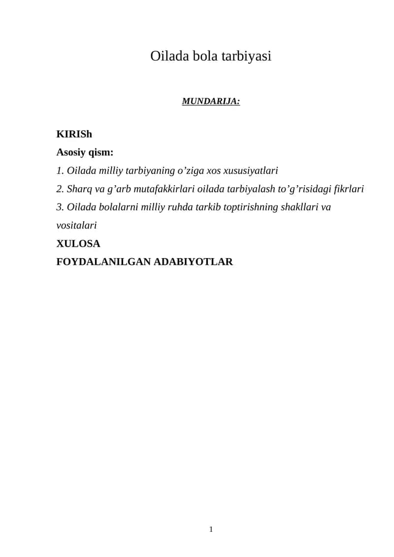 Oilada bola tarbiyasi 1