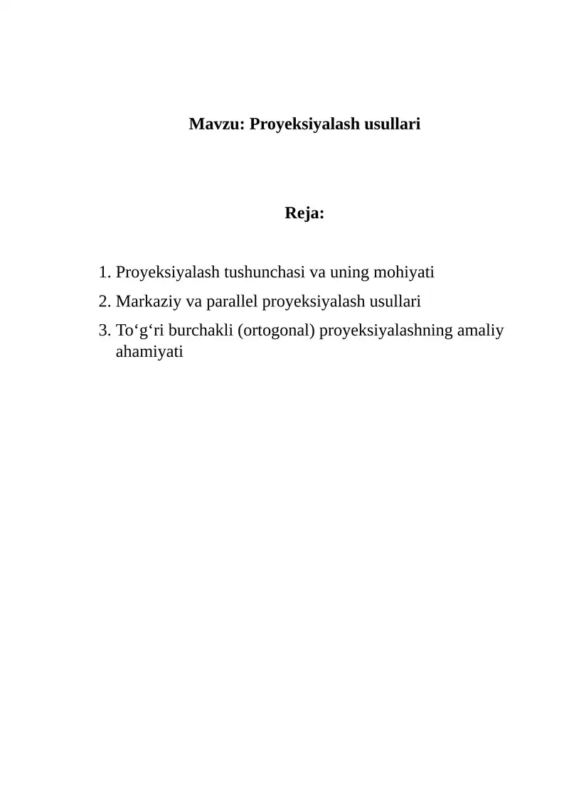 Proyeksiyalash usullari 1