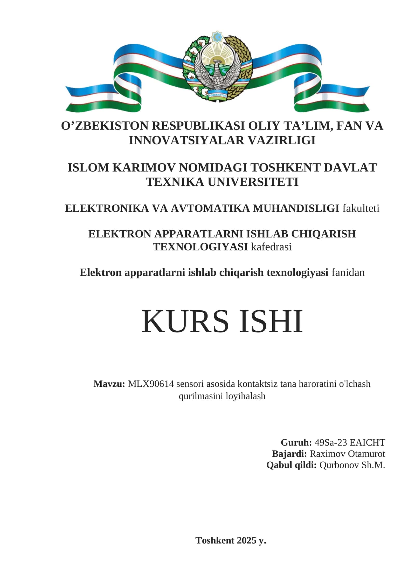 Kontaktsiz tana harorati olchash qurilmasi 1