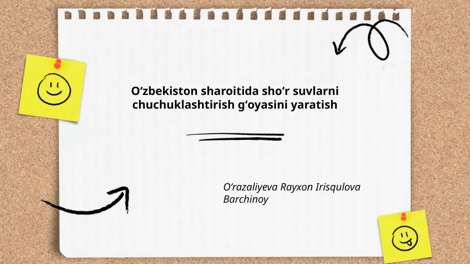 Oʻzbekiston sharoitida shoʻr suvlarni chuchuklashtirish gʻoyasini yaratish 1