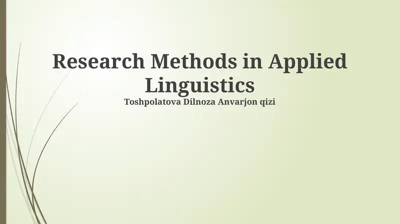 Research Methods in Applied Linguistics 1