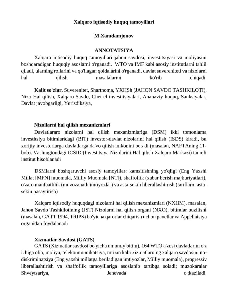 Xalqaro iqtisodiy huquq tamoyillari 1