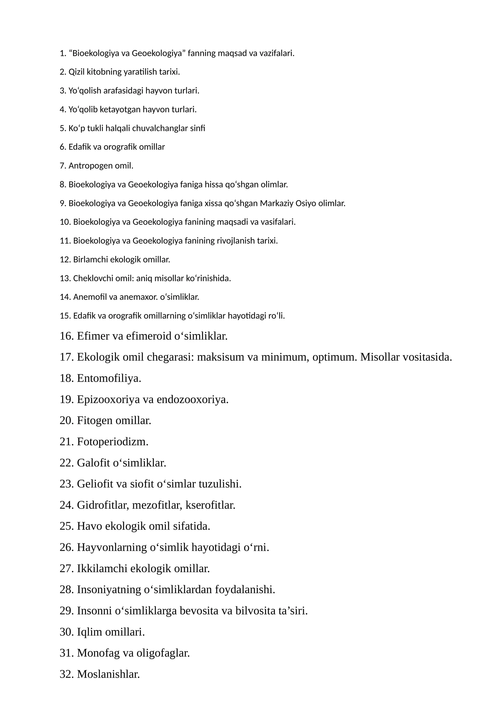 Bioekologiya va Geoekologiya 1