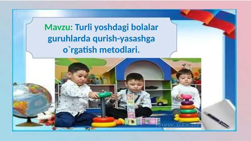 Turli yoshdagi bolalar guruhlarda qurish-yasashga o'rgatish metodlari 1