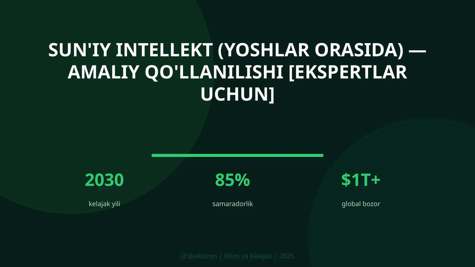 Sun'iy Intellekt (Yoshlar Orasida) — Amaliy Qo'llanilishi [Ekspertlar Uchun] 1