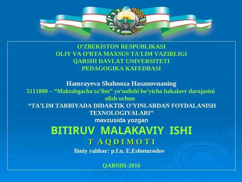TA’LIM TARBIYADA DIDAKTIK O’YINLARDAN FOYDALANISH TEXNOLOGIYALARI 1