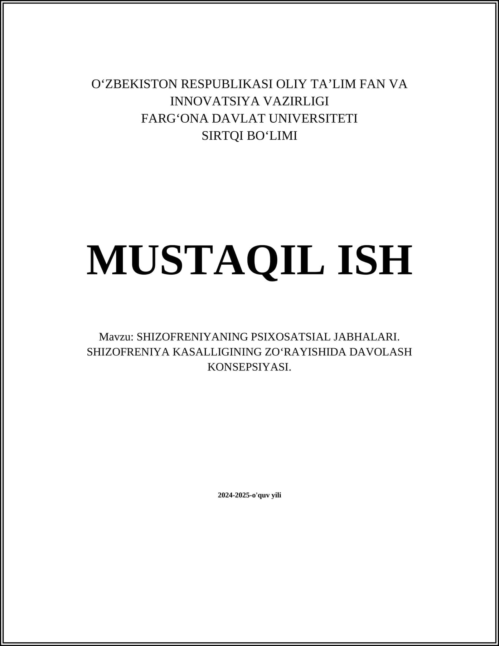 SHIZOFRENIYANING PSIXOSATSIAL JABHALARI 1