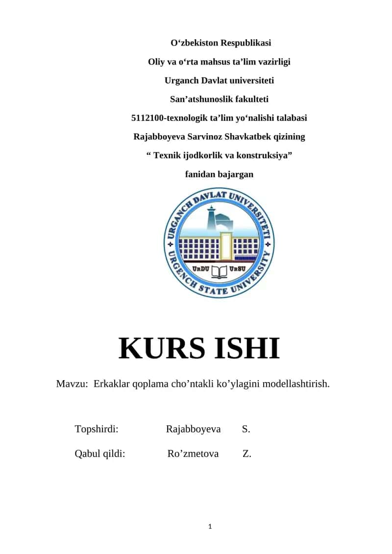Erkaklar qoplama cho’ntakli ko’ylagini modellashtirish 1