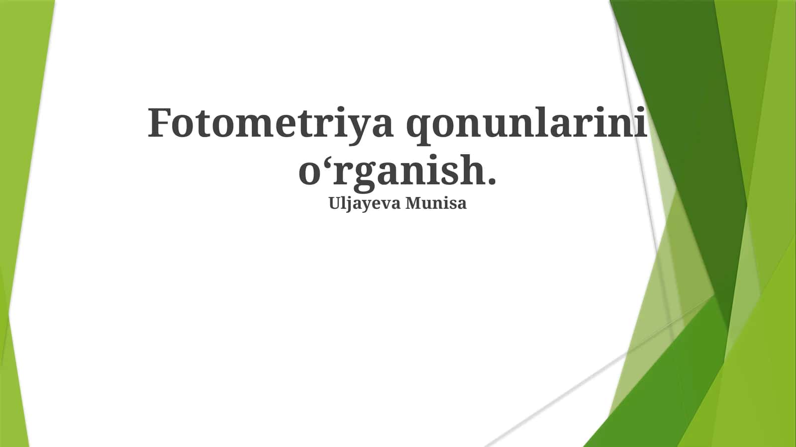 Fotometriya qonunlarini o‘rganish 1