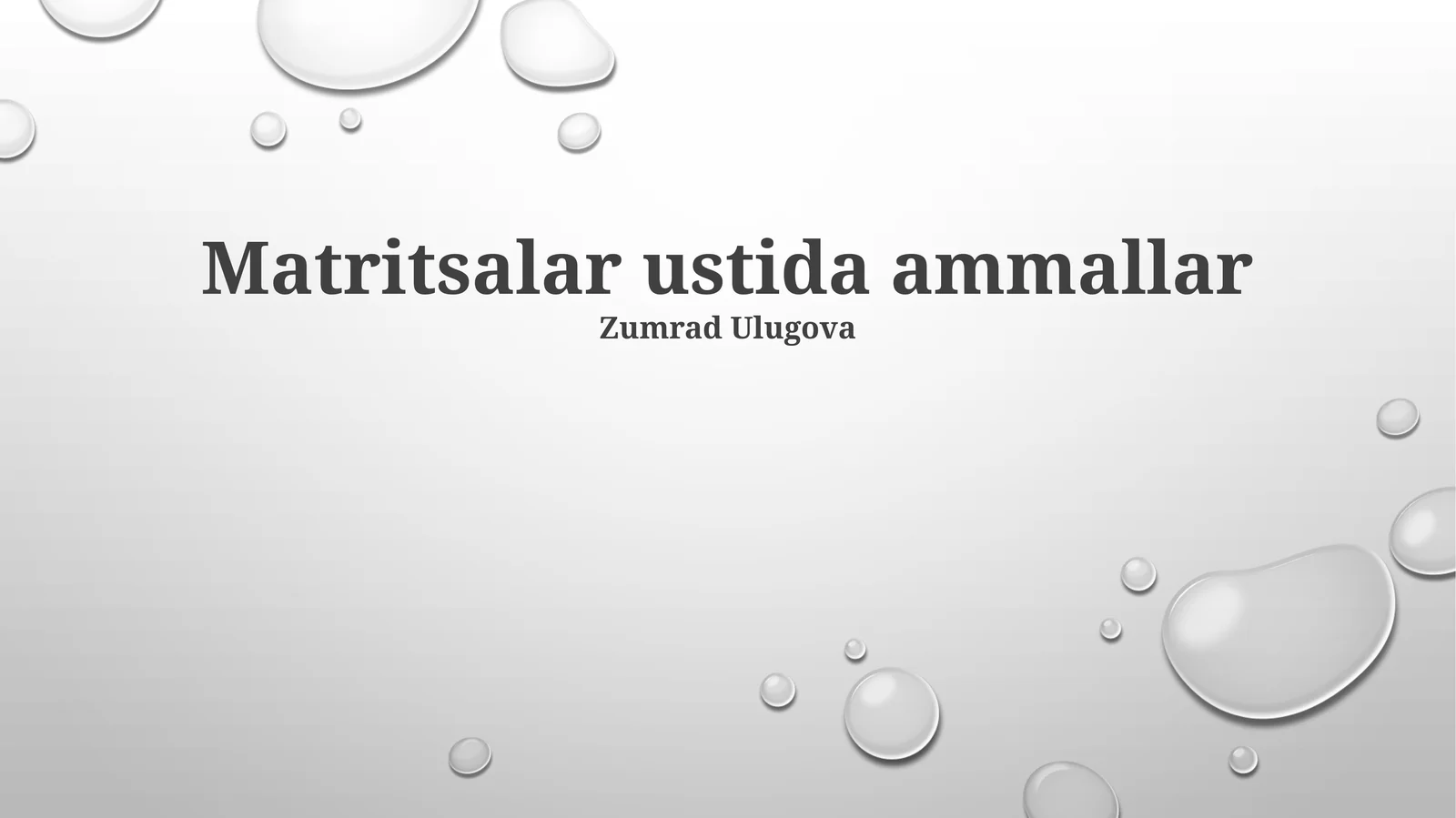 Matritsalar ustida ammallar 1
