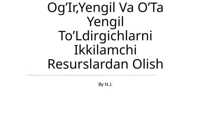 Beton Uchun OgʼIr,Yengil Va OʼTa Yengil ToʼLdirgichlarni Ikkilamchi Resurslardan Olish 1