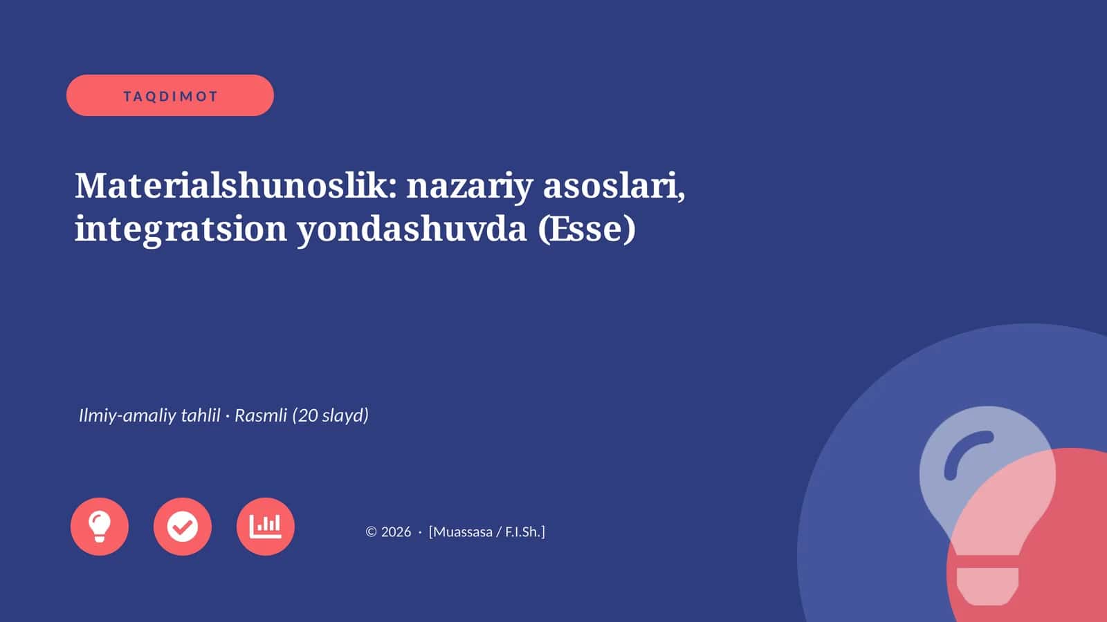 Materialshunoslik: nazariy asoslari, integratsion yondashuvda (Esse) 1