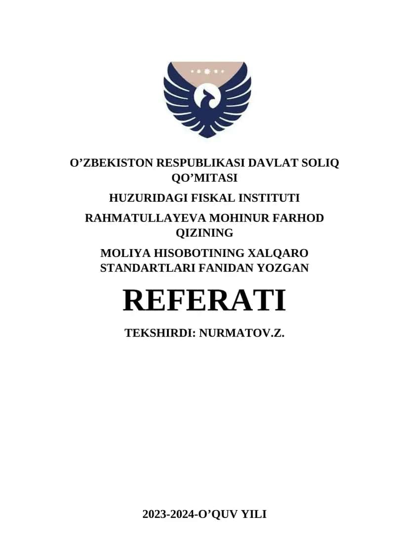 Moliya hisoboti 1